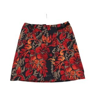 Terry Womens Floral Cycling Skort Orange Red Black Hibiscus L Outdoor Activewear
